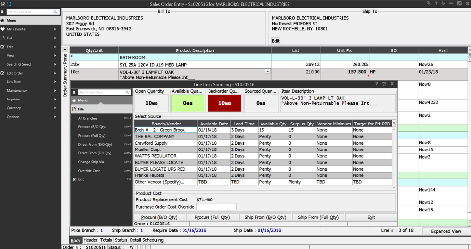 screenshot of Epicor Eclipse